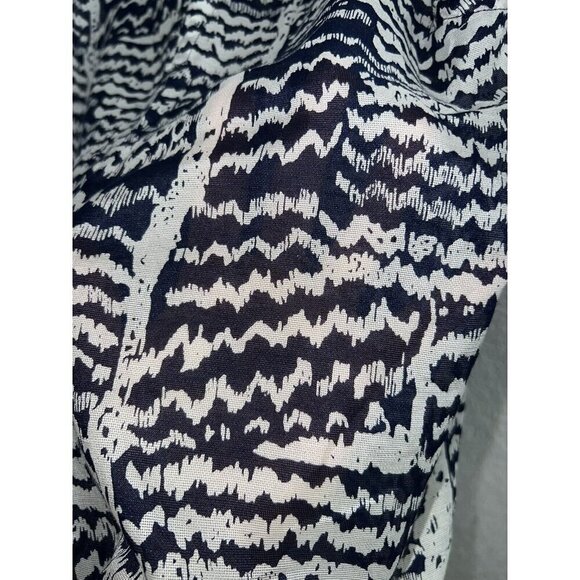 Trina Turk Blouse Tank Navy Blue White Size Medium Cotton & Silk (T) - Picture 3 of 6